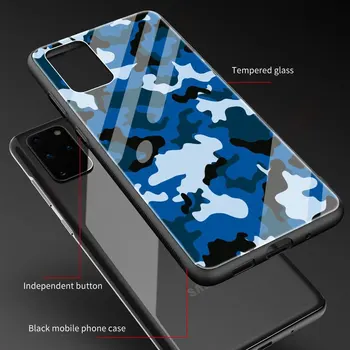 Grūdintas Stiklas Telefono dėklas Samsung Galaxy S20 FE 5G S21 Ultra S10 S10e S8 S9 Plus Kamufliažas Armijos Korpuso Dangtelį Coque Fundas