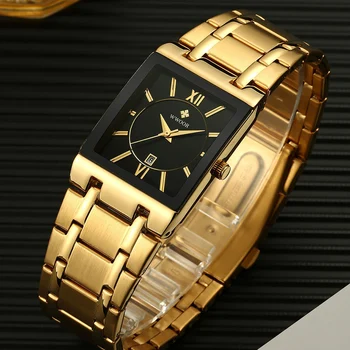 Japonijos Kvarco Judėjimas, Laikrodžiai Mens 2021 WWOOR Top Brand Luxury Gold Black Laikrodis Vyrų Mados Aikštė Vandeniui Relogio Masculino