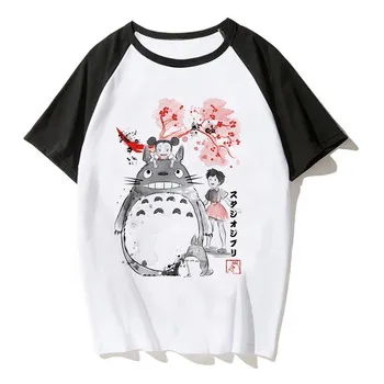 Japonų Anime Totoro Marškinėliai Vyrams Studio Ghibli Hayao Miyazaki Anime Dvasia Toli Marškinėliai Vyrams, Moterims, Animacinių Filmų Drabužius Vasarą, T-Shirt
