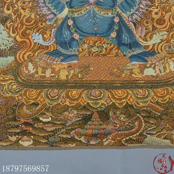 Kalėdų Tibeto Thangka Šilko, Siuvinėta Aukso Brokatas Šilko Siuvinėjimo Šešių Ginklų Juoda Maha Helovinas
