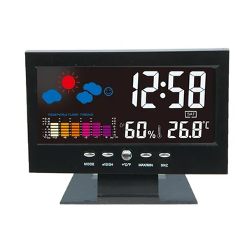 LCD Patalpų Skaitmeninis Termometras su Drėgmėmačiu Žadintuvas Kalendorius Oras Stotis Stalo Laikrodis, Temperatūra, Drėgmės Matuoklis Barometras
