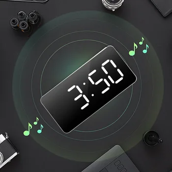 LED Laikrodis Veidrodėliai Skaitmeninis Laikrodis, žadintuvo Temperatūra Naktį Rodyti Reloj Despertador 2 USB Išvesties Prievadai Stalo Laikrodis