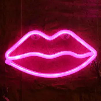 LED Neonas Pasirašyti Naktį Žibintai Lūpų Lempos, Sienų Dekoras, Šviesos, USB lizdas, Patalpų Kalėdų Vestuves, Vaikų Kambarys Romantiška