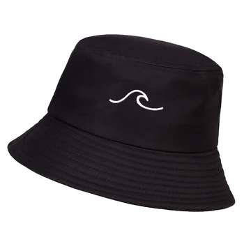 Mados medvilnės kibiro kepurę Banga siuvinėjimo žvejys skrybėlės vyrų ir moterų medvilnės vasaros lauko saulės, skrybėlę, hip-hop bžūp panamos skrybėlės