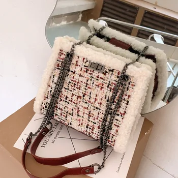 Mados Vilnos Pledas Grandinės Pečių Krepšiai Moterų 2020 M. Žiemos Ponios Crossbody Krepšiai Prekės Dizainerio Rankinės Houndstooth Sling Bag