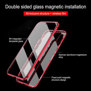 Magnetinio Screen Protector, Grūdintas Stiklas, Metalinis Telefono dėklas Coque 360 Magneto Dangtelis, Skirtas 