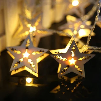Mediniai Star LED Styginių Šviesos Lauko Vandeniui Atostogų Žiburiai su baterijomis, Fėja, Kalėdų Girliandą Apdailos JQ