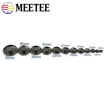 Meetee 100sets 8-30mm Metalo Snap Mygtuką, Žalvario, Paspauskite Stud Užtrauktuku Siuvimo Mygtuką 