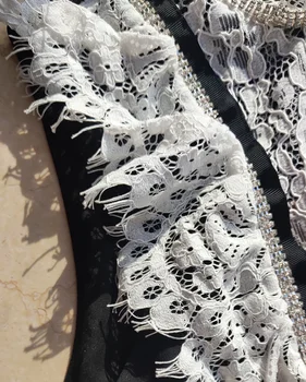 Mielas Nėrinių Spliced Juoda linija Suknelė 2021 M. Vasarą dollskill Mados Rankovių Matyti Per kilimo ir tūpimo Tako Bakas Suknelė