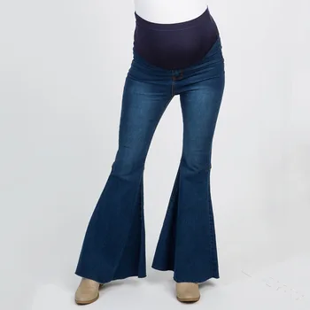 Motinystės plataus kojų kelnės Džinsinio audinio Kelnės 2019 nėščių moterų džinsus aukštos juosmens, pilvo džinsinio audinio kelnės