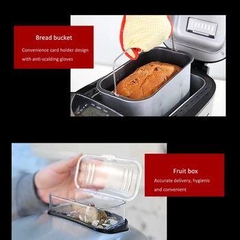 Namų automatinis duonos mašina pažangi dviguba šildymo vamzdžiai didelės talpos minkyti tešlą pusryčiai mašina duona šašlykinė, 220V