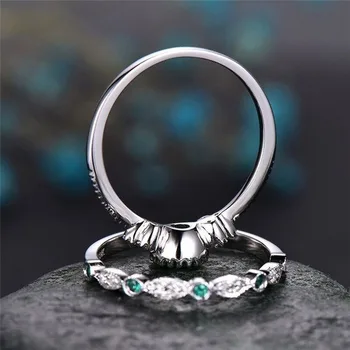 Natūralus Smaragdas Žiedas 925 Sterlingas Sidabro Spalvos Cirkonis Deimantiniai Žiedai Moterims Vestuvinis Žiedas S925 Brangakmenių Fine Jewelry