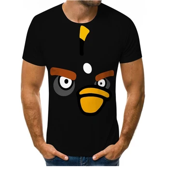 Nauja vasaros Piktas paukščių laisvalaikio vyriški marškinėliai 3D spausdinti marškinėliai atsitiktinis animacinių filmų mada Vaikų tshirts Tėvų-vaikų apranga