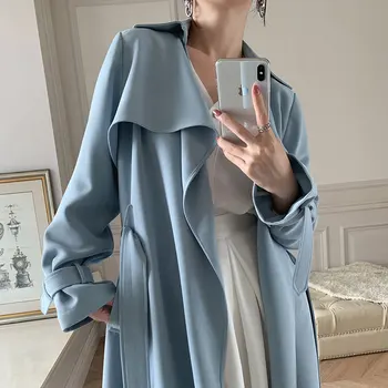 Naujas Britų Stiliaus Moterų Megztinis Tvora paltai su diržo didmeninė Plius Dydis Tranšėjos Paltai