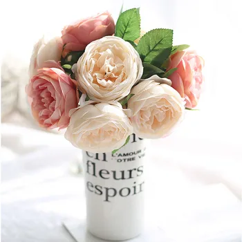 Naujas Dirbtinės Gėlės Dirbtinio Šilko Rožė Gėlių 5 Vadovai Prancūzijos Rožių Puokštė Vestuves Namų Dekoro Gėlių
