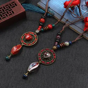 Naujas Mados Moterų Nacionalinės Stilius, Mada, Retro Meilės Keramikos Rankų Žaizdos Ilgas Megztinis Karoliai