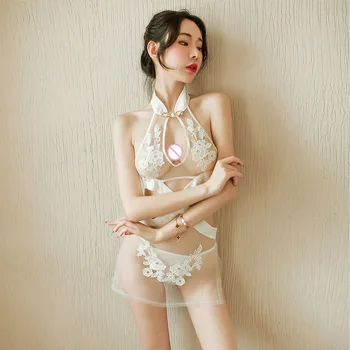 Naujas nėriniai siuvinėjimo seksualus apatinis trikotažas suaugusiųjų erotinis apatinis trikotažas skaidrus suknelė klasikinio cheongsam akių nightdress Japonijos apatinis trikotažas