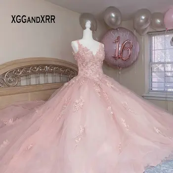 Nekilnojamojo Nuotraukas Quinceanera Suknelės 2020 Kamuolys Suknelė Prom Dresses Rožinė Brangioji Merginos 16 Gimtadienio Saldus 15 16 Princesė