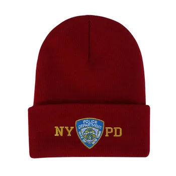 NYPD Policijos Žiemą Šiltas Skullies Beanies Vyrų Storio Kepuraitė Skrybėlės Vyrų Lauko Sporto Atsitiktinis variklio Dangčio Bžūp Dvigubo Sluoksnio Skrybėlę, Mezgimo