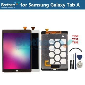 Planšetinio kompiuterio LCD Surinkimo Samsung Galaxy Tab 9.7 SM-T550 T550N T555 Skydelis LCD Combo Ekranas Su Touch Screen Stiklas, skaitmeninis keitiklis
