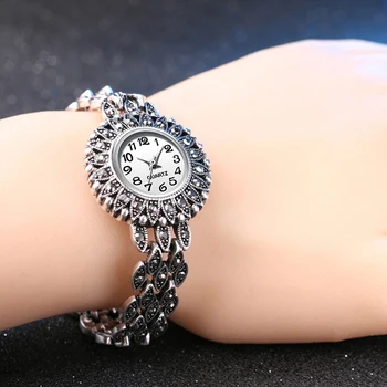 Prabangių Mados Antikvariniai Sidabro Apyrankė Kvarcinis Laikrodis Moterų Laikrodžiai Prabanga Lady Suknelė Laikrodžiai Kristalų Žiūrėti Montre Femme