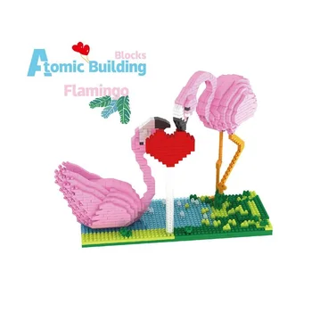 PZX Mini Blokai Mielas Flamingo odinas, Modelis Gyvūnų Aukciono Duomenys Micro Plytų Brinquedo Vaikams, Dovana Valentino 6621