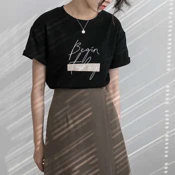 Raidė t-shirt Moterims 2020 Metų Vasaros korėjos Stiliaus Drabužiai Moterims Mados T-shirt Moterims, laisvi Spausdinti apranga topai marškinėliai, femme