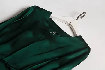 Rašalo Žalia Prabanga Sunkiųjų Mulberry Šilko Suknelė Moterų Elegantiškas Šilko Suknelė 