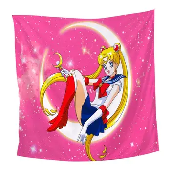 Sailor Moon modelis Juokingas animacinių filmų Antklodė Gobelenas 3D Atspausdintas Tapestrying Stačiakampio formos Namų Dekoro Sienos Kabo stiliaus-3