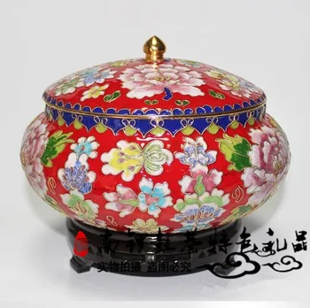 Senojo Pekino autentiški Cloisonne plauti puodą 6 colių emalio šilko jar namų dekoravimo verslo