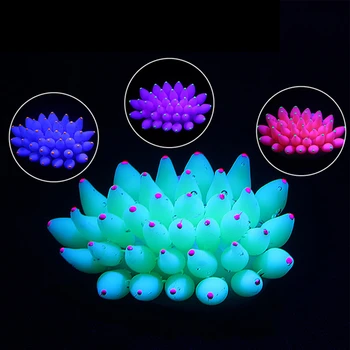 Silikoninis Minkštas Akvariumas Coral Sea Anemone Apdailos Fluorescencijos Žuvų Bakas Coral Flower Vandens Papuošalas Žėrintis šviesos