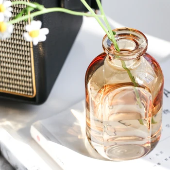 Skandinavijos Spalvotų Stiklo Vaza Mini Mažas Butelis Augalų Hydroponics Gėlių Kompozicijų Konteineriai, Biuro Stalas, Namų Puošybai