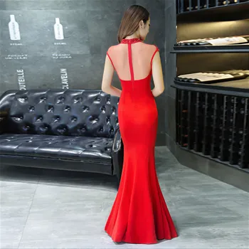 Tai Yiiya Undinė vakaro suknelė Seksualus Grindų ilgis oficialų Apynasrio Šalis, Chalatai Raudona balta berankovė Užtrauktukas atgal Prom dresses C072