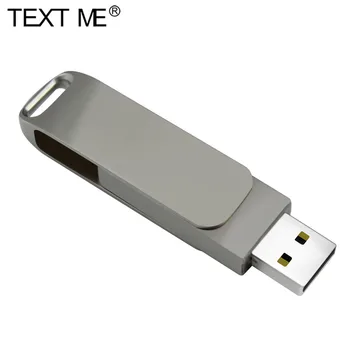 TEKSTAS MAN Nauja siunta usb flash drive 64GB 32GB 16GB 8GB 4GB pen ratai pendrive vandeniui metalo sidabro u disko memoria cel usb st