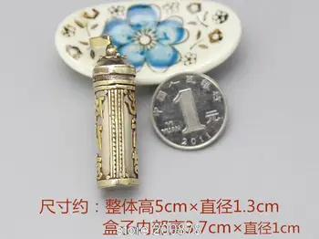 TGB052 Tibeto Balto Metalo Vario Mantra Malda Lauke Tibeto Gau Amuletai Pakabukas Cilindro Apranga