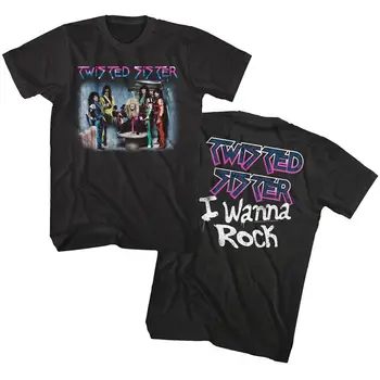 Twisted Sister I Wanna Rock Albumo Viršelio T Shirt Mens Glam Rock Band Koncertas Viršų