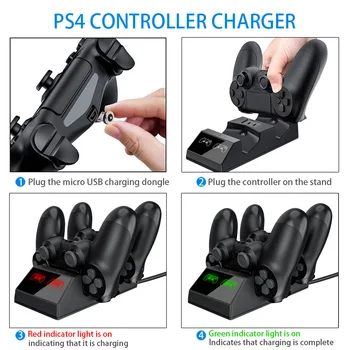 Už PS4 Dual Controller Įkroviklis Doko Stotis Magnetas Baterija Su Led Ekranas Playstation 4 Valdytojas Stovėti Priedai