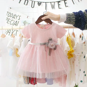 Vaikų Drabužiai 2021 M. Vasarą Naująjį Vaikelį Suknelė Mergaičių Tinklinio Suknelė Rožių Gėlių Baby Girl Dress Vaikai Sujungimas Suknelė 1 2 3 Metų