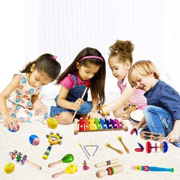 Vaikų Muzikos Instrumentai, 15 Tipų 23Pcs Medienos Mušamieji Kselofonu Žaislai Berniukų Ir Mergaičių Ikimokyklinio Ugdymo Sandėliavimo Ba