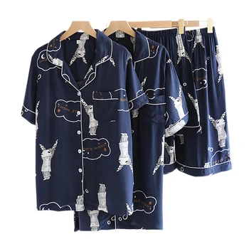 Vasaros Viskozė triušis šortai Porų pižama komplektai moterų ir vyrų sleepwear šviežių dramblys trumpas rankovėmis pižamos vyrams homewear