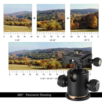 VD-02 Trikojo Kamuolį Galva Sukasi 360 Laipsnių Panoramines Ballhead už Monopodzie Trikojo DSLR Fotoaparatas Aliuminio Lydinys