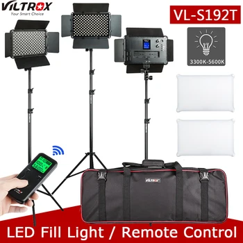 VILTROX VL-S192T LED Vaizdo Šviesos Bi-color Pritemdomi Belaidžio Nuotolinio valdymo Skydelio Apšvietimo Komplektas + 1,8 m Šviesos Stendas Studija Fotografavimo