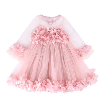 ZWY699 Merginos medvilnės mielas gėlių ilgomis rankovėmis atsitiktinis suknelė 2021 vaikai mados minkštas atostogų suknelės