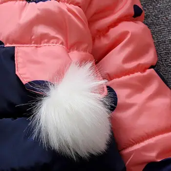 Žiemos Mados Žemyn Paltai Mergaitėms Korėjos Gobtuvu Dot Spausdinti Ilgomis Rankovėmis Sporto Animacinių Filmų Tirštėti Fleece Šilti Drabužiai Vaikams