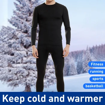 Žiemą Šilčiau Šilumos Apatiniai Vyrams Šiltas Fitneso Vilnos Legging Stora Undershirts Suspaudimo Quick Dry Vyrų Lauko Įranga