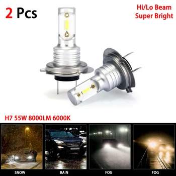 12/24V H7 1860 2SMD LED Žibintų Lemputės Konversijos Rinkinys Aukštis/artimąsias 8000LM 6000K Rūko žibintai Tolimosios Šviesos Veikia Šviesos