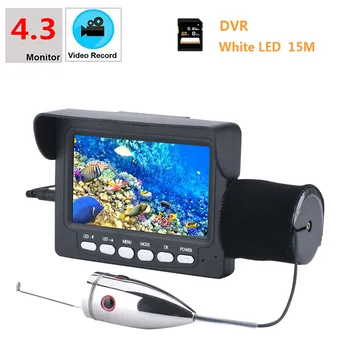 15M 1000tvl Povandeninės Žūklės Vaizdo Kamera Rinkinys 6 VNT 1W Balti LED Žibintai su 4.3 Colių HD DVR Recorder Žvejybos įrankis žuvų ieškiklis