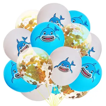 15vnt/set Gyvūnų Tema Balionų Šalis Nuostabi Blue Shark Latekso Konfeti Balionas Gimtadienio Dekoracijas, Baby Shower Prekes