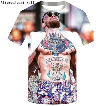 2019 Naujas 3d Vyrų T-shirt Prekės Conor Mcgregor Juokingi marškinėliai 3D Trumpas Rankovės O-Kaklo Viršūnes Atsitiktinis Tees Hipster