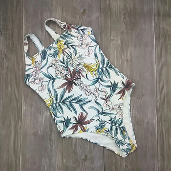 2019 Naujas maudymosi kostiumėliai, Palieka Gėlių spausdinti vientisi maudymosi kostiumėlį backless seksuali moteris bodysuit plaukimas Paplūdimio Maudymosi Kostiumą, Bodysuit Karšto